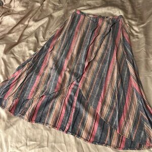 New York & Company Pink and Blue Striped Maxi Skirt